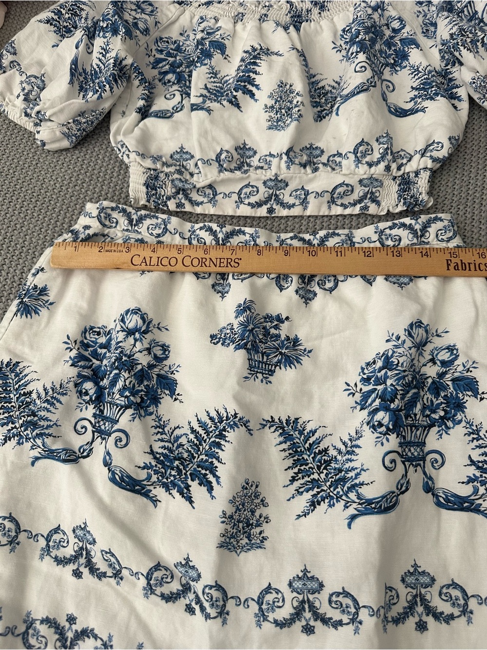 Sachin & Babi Austin Arden Linen Blend Skirt in Indigo Ivory Garland Medium - Picture 10 of 14